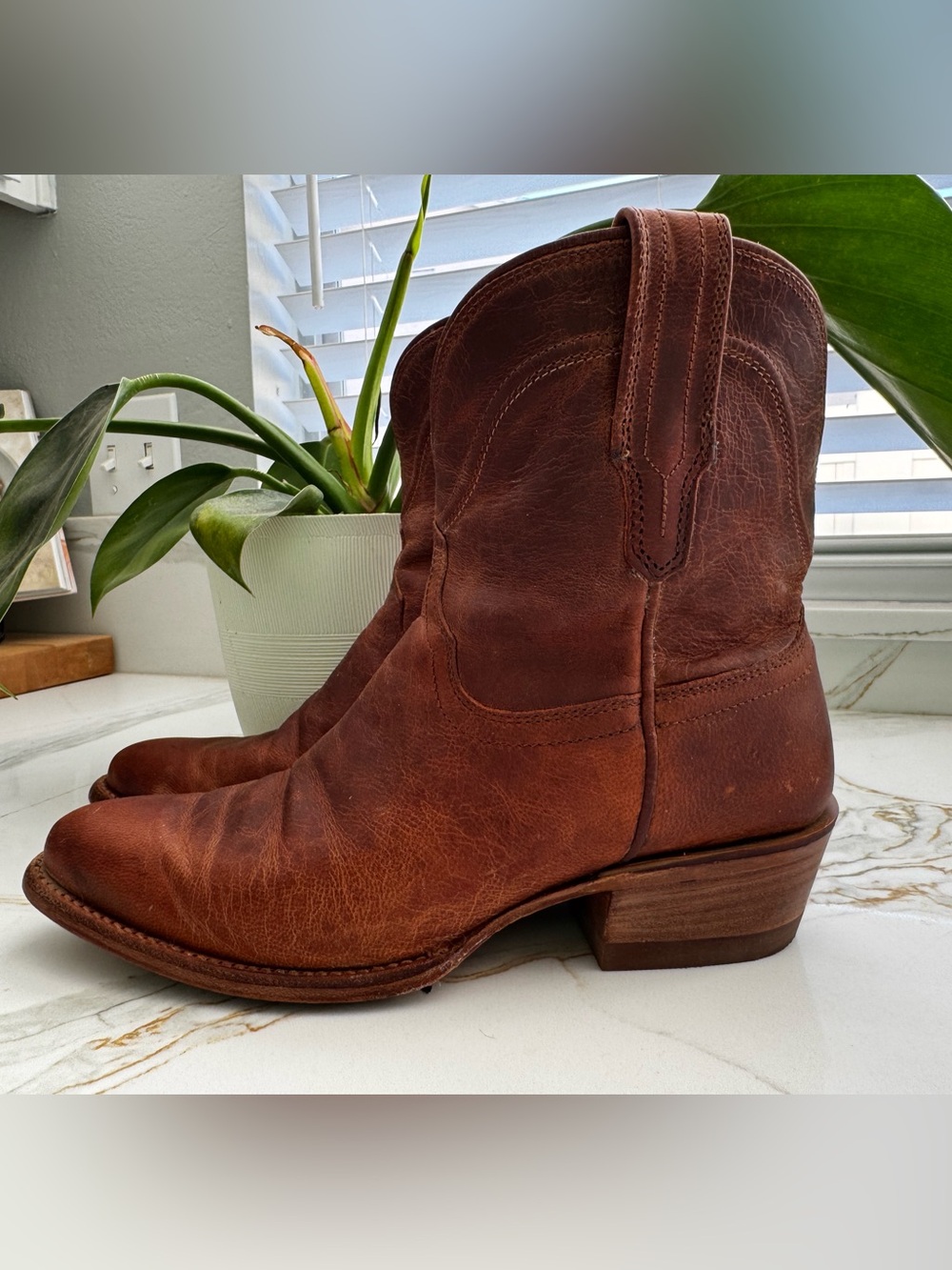 Tecovas Brown Leather Cowgirl Boots